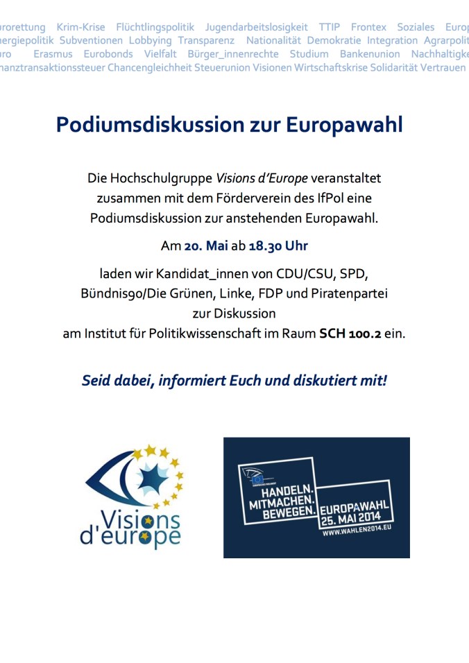 Plakat Podiumsdiskussion Europawahlen